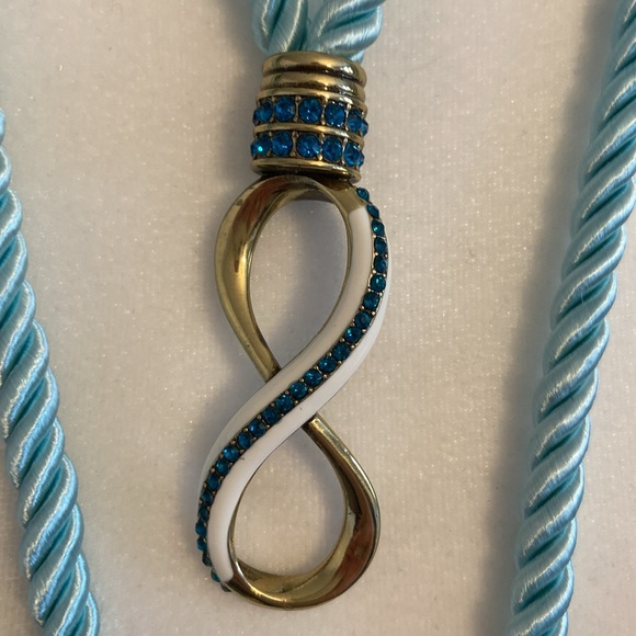 Heidi Daus “Summer Breeze” Lariat Style 30” Turquoise Cord Necklace. - Picture 3 of 9